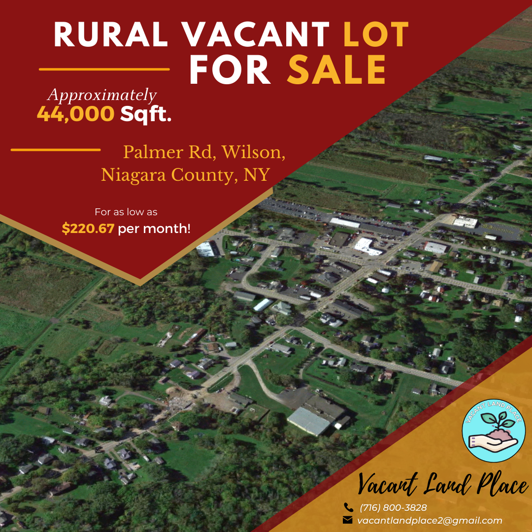 This 1.12Acre land located along Palmer Rd, Wilson, Niagara County NY